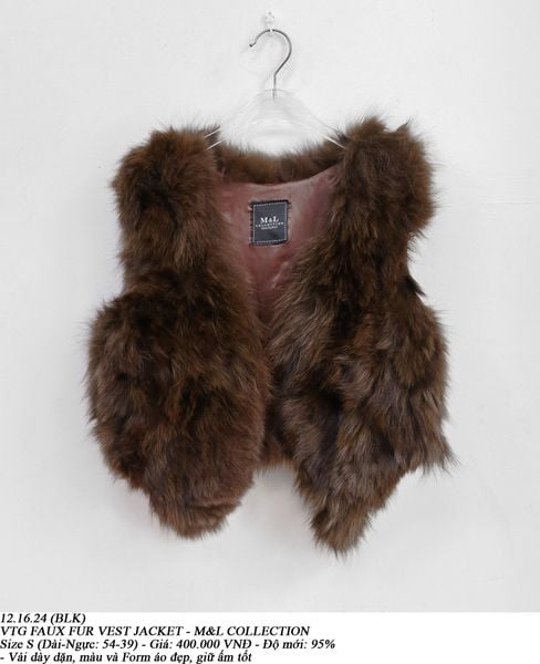  12.16.24 - VTG FAUX FUR VEST JACKET - M&L COLLECTION 