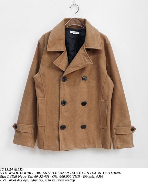  12.13.24 - VTG WOOL DOUBLE BREASTED BLAZER JACKET - NYLAUS CLOTHING 
