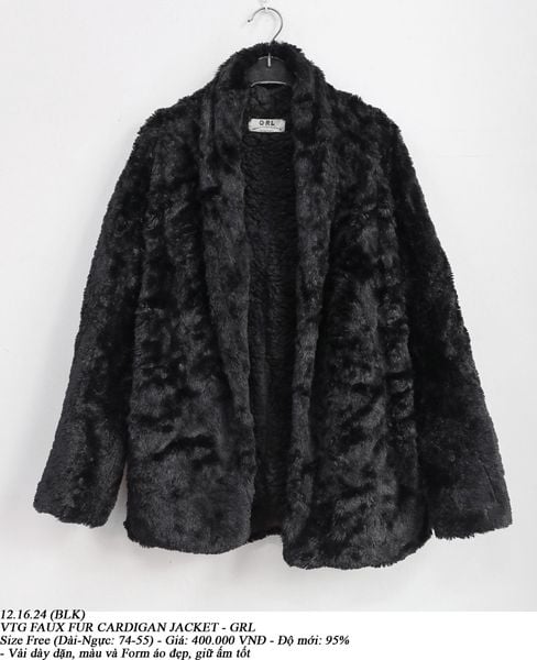  12.16.24 - VTG FAUX FUR CARDIGAN JACKET - GRL 