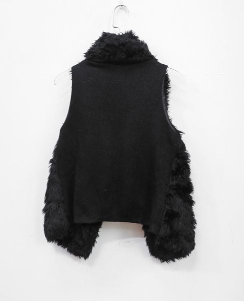  12.20.24 - VTG CROPPED FAUX FUR VEST JACKET - BIBLE 