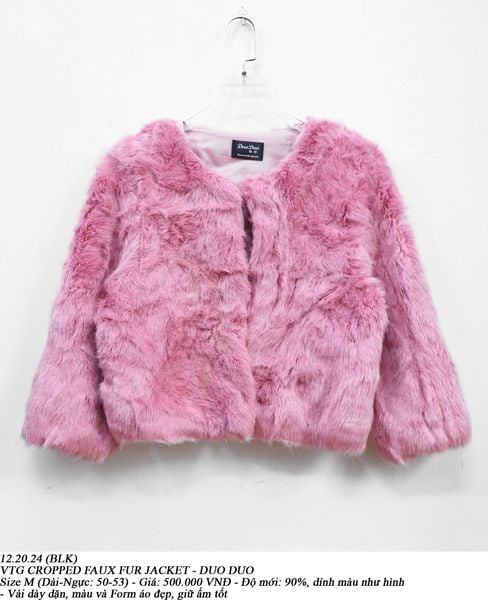  12.20.24 - VTG CROPPED FAUX FUR JACKET - DUO DUO 