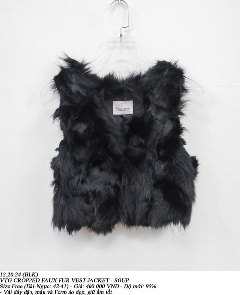 12.20.24 - VTG CROPPED FAUX FUR VEST JACKET - SOUP 