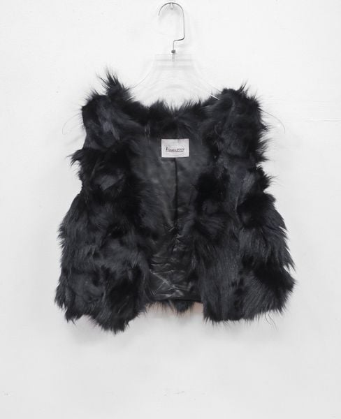  12.20.24 - VTG CROPPED FAUX FUR VEST JACKET - SOUP 