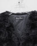  12.20.24 - VTG CROPPED FAUX FUR VEST JACKET - QUEEN CLOSET 