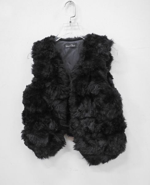  12.20.24 - VTG CROPPED FAUX FUR VEST JACKET - QUEEN CLOSET 