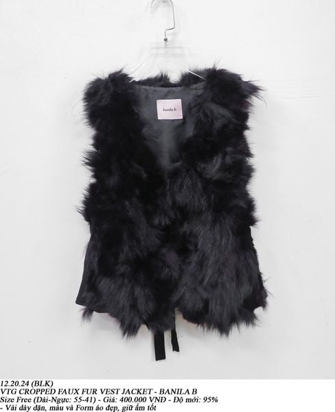  12.20.24 - VTG CROPPED FAUX FUR VEST JACKET - BANILA B 