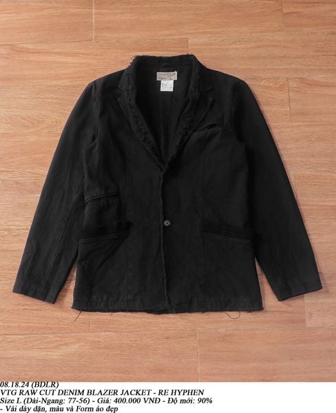  08.18.24 - VTG RAW CUT DENIM BLAZER JACKET - RE HYPHEN 