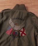  08.18.24 - VTG TWILL CROPPED MILITARY BOMBER JACKET - ARMY NAVY AIR FORCE 