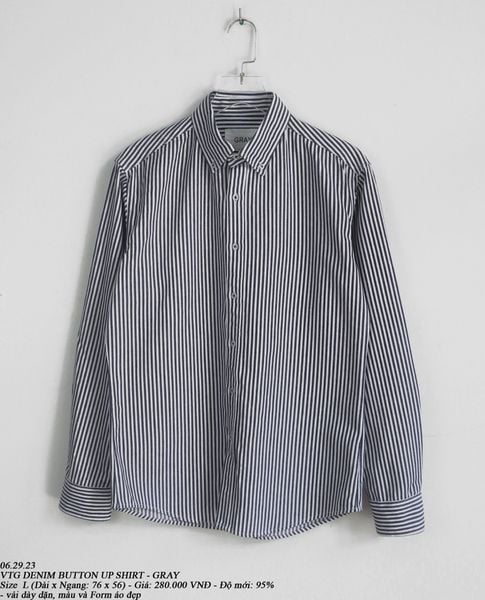  06.29.23 - VTG DENIM BUTTON UP SHIRT - GRAY 