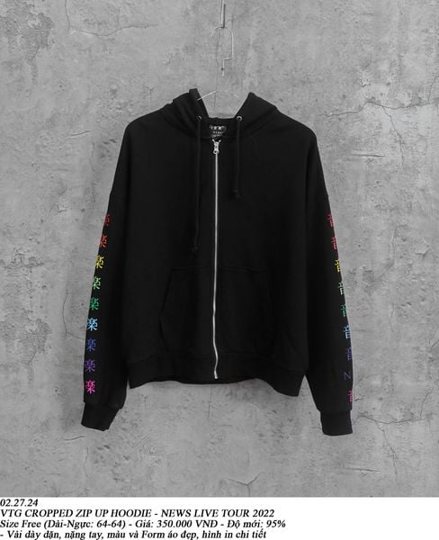  02.27.24 - VTG CROPPED ZIP UP HOODIE - NEWS LIVE TOUR 2022 