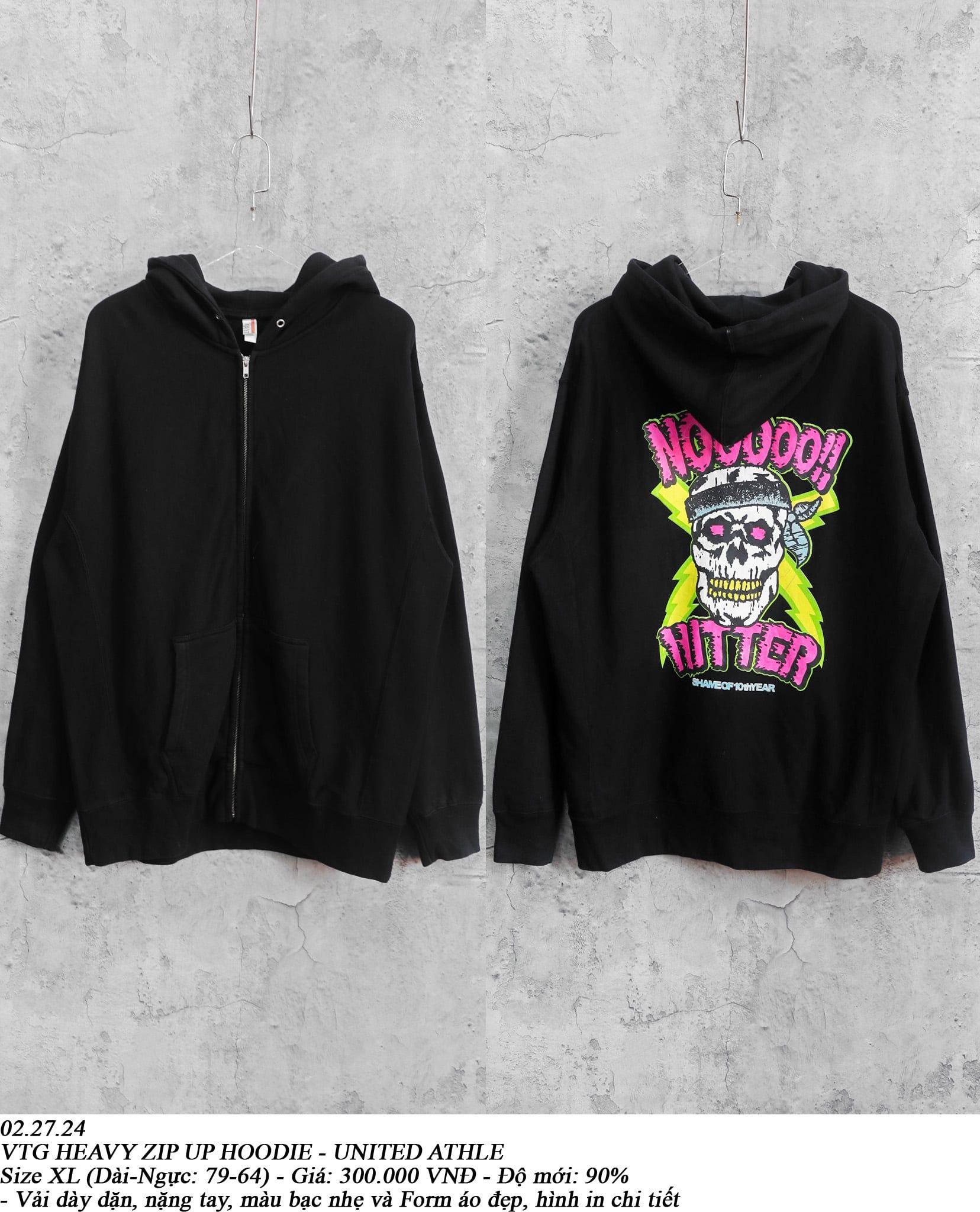  02.27.24 - VTG HEAVY ZIP UP HOODIE - UNITED ATHLE 