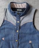  10.29.23 - VTG DENIM PUFFER VEST JACKET - MARSHMALLOW CROWN 