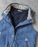  10.29.23 - VTG DENIM PUFFER VEST JACKET - MARSHMALLOW CROWN 