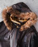  02.10.24 - VTG LEATHER COAT HOODED JACKET -AVIREX 