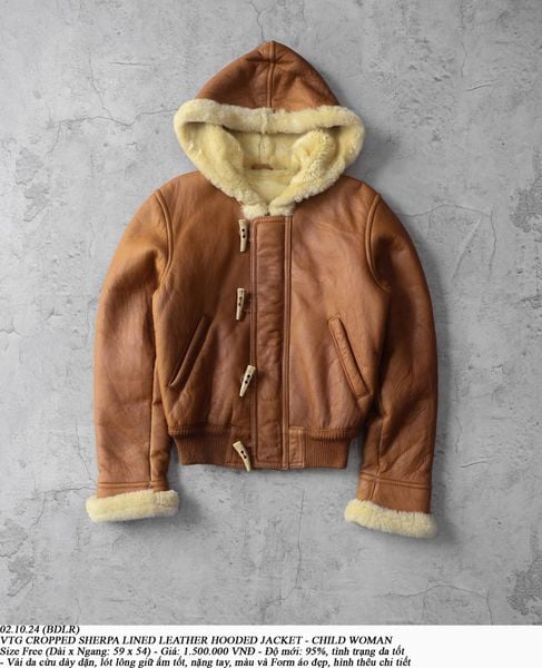  02.10.24 - VTG CROPPED SHERPA LINED LEATHER HOODED JACKET - CHILD WOMAN 