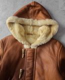  02.10.24 - VTG CROPPED SHERPA LINED LEATHER HOODED JACKET - CHILD WOMAN 