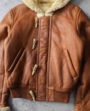  02.10.24 - VTG CROPPED SHERPA LINED LEATHER HOODED JACKET - CHILD WOMAN 