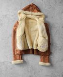  02.10.24 - VTG CROPPED SHERPA LINED LEATHER HOODED JACKET - CHILD WOMAN 