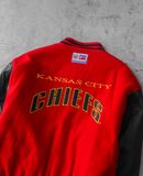  02.10.24 - VTG LEATHER SLEEVE WOOL VARSITY JACKET - KANSAS CITY CHIEFS by NFL PROLINE 