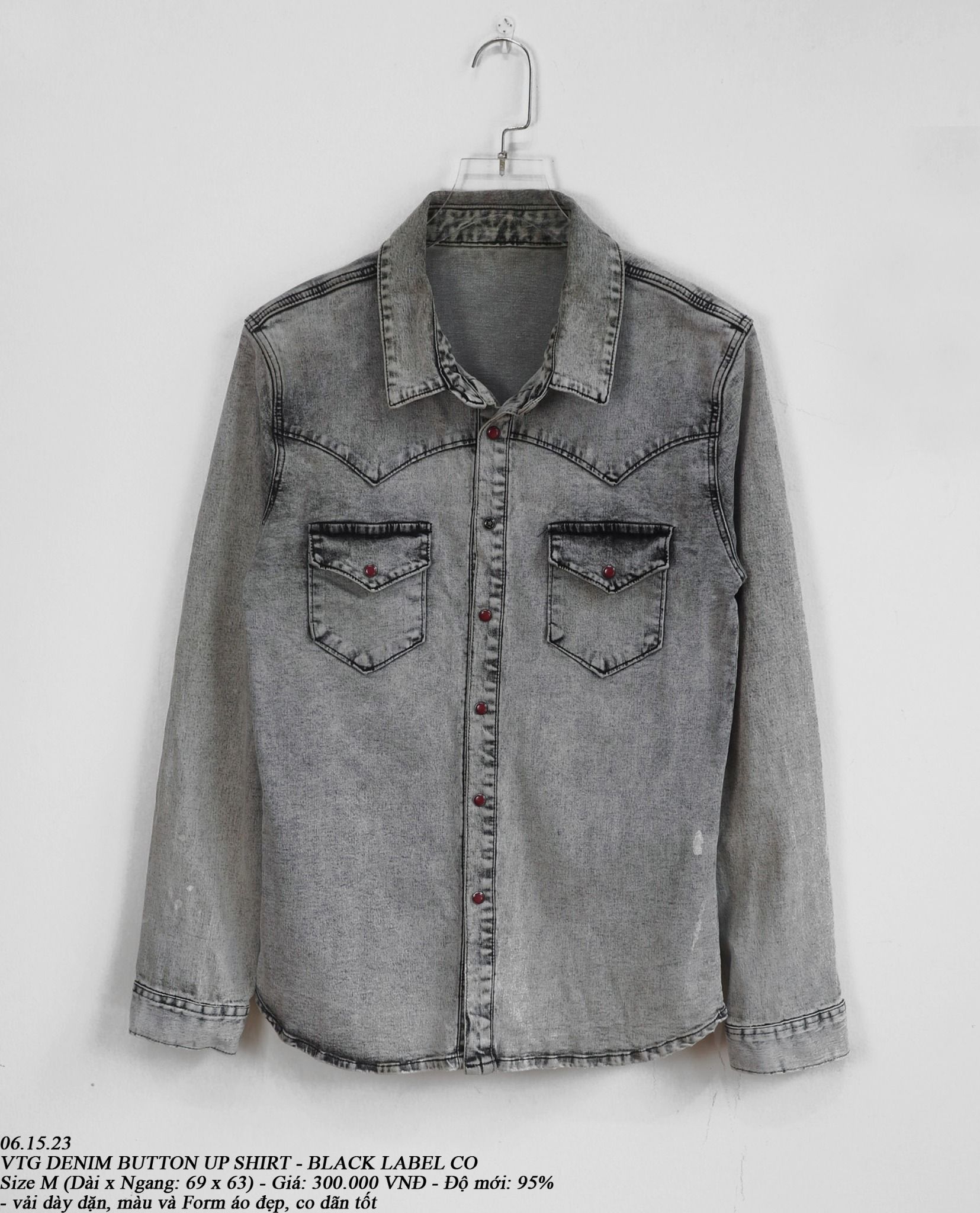  06.15.23 - VTG DENIM BUTTON UP SHIRT - BLACK LABEL CO 