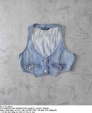  02.17.24 - VTG WAISTCOAT DENIM VEST JACKET - CRAZY ANGEL 