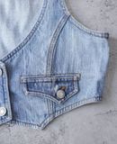  02.17.24 - VTG WAISTCOAT DENIM VEST JACKET - CRAZY ANGEL 