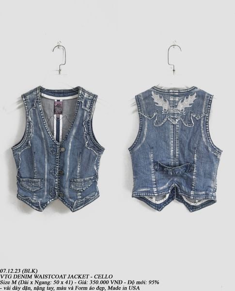  07.12.23 - DENIM WAISTCOAT JACKET - CELLO 