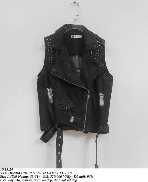 10.13.24 - VTG DENIM BIKER VEST JACKET - XL - YS 