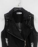  10.13.24 - VTG DENIM BIKER VEST JACKET - XL - YS 