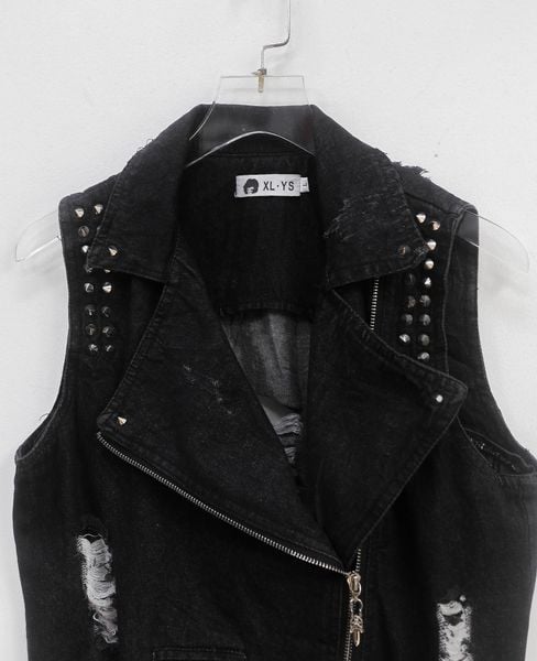 10.13.24 - VTG DENIM BIKER VEST JACKET - XL - YS 