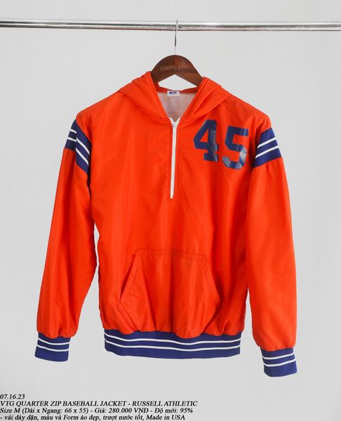  07.16.23 - VTG QUARTER ZIP BASEBALL JACKET - RUSSELL ATHLETIC 