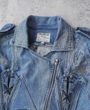  03.31.24 - VTG CROPPED DENIM BIKER JACKET - TRAMWAY DENIM 80s 