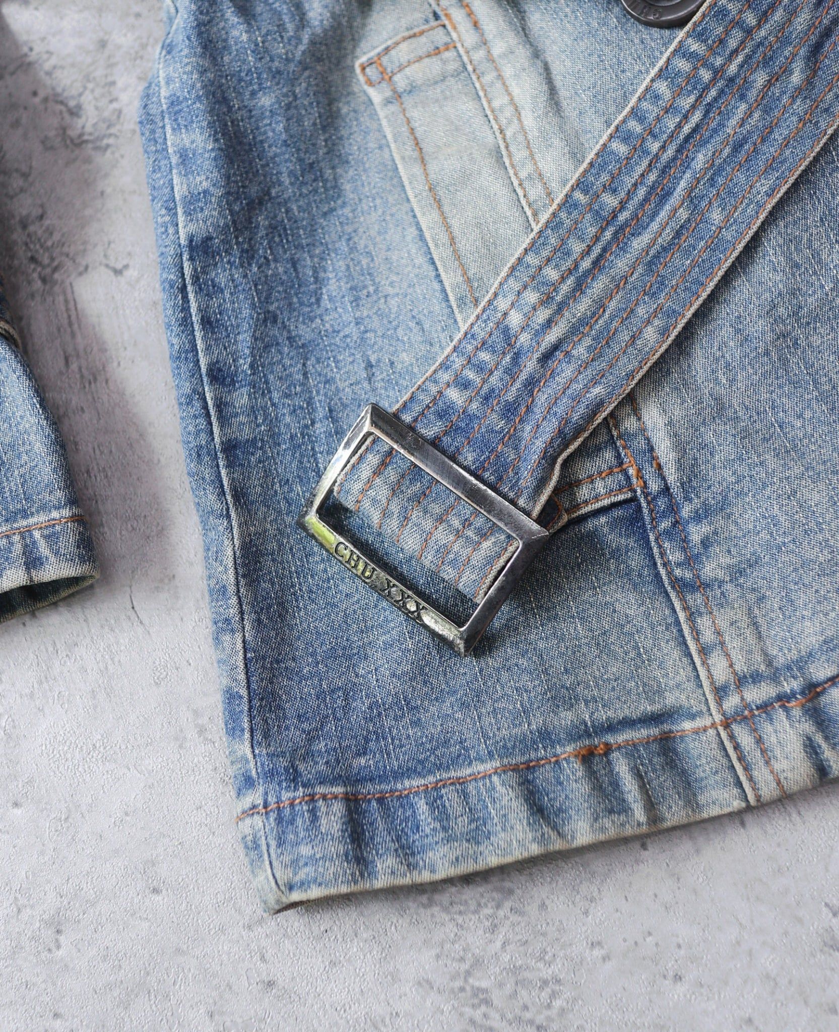  03.31.24 - VTG DENIM PEACOAT JACKET - CHU XXX 