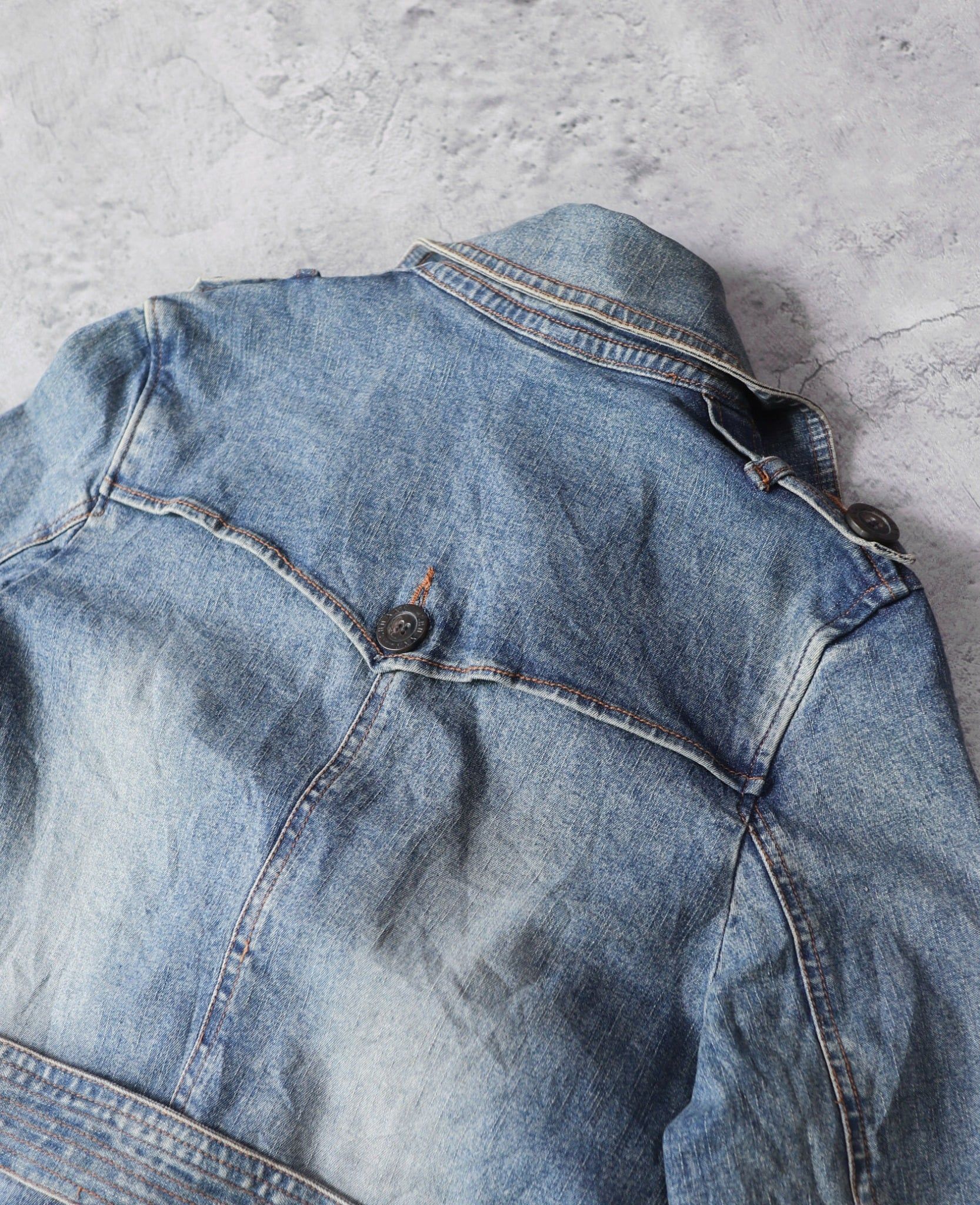  03.31.24 - VTG DENIM PEACOAT JACKET - CHU XXX 
