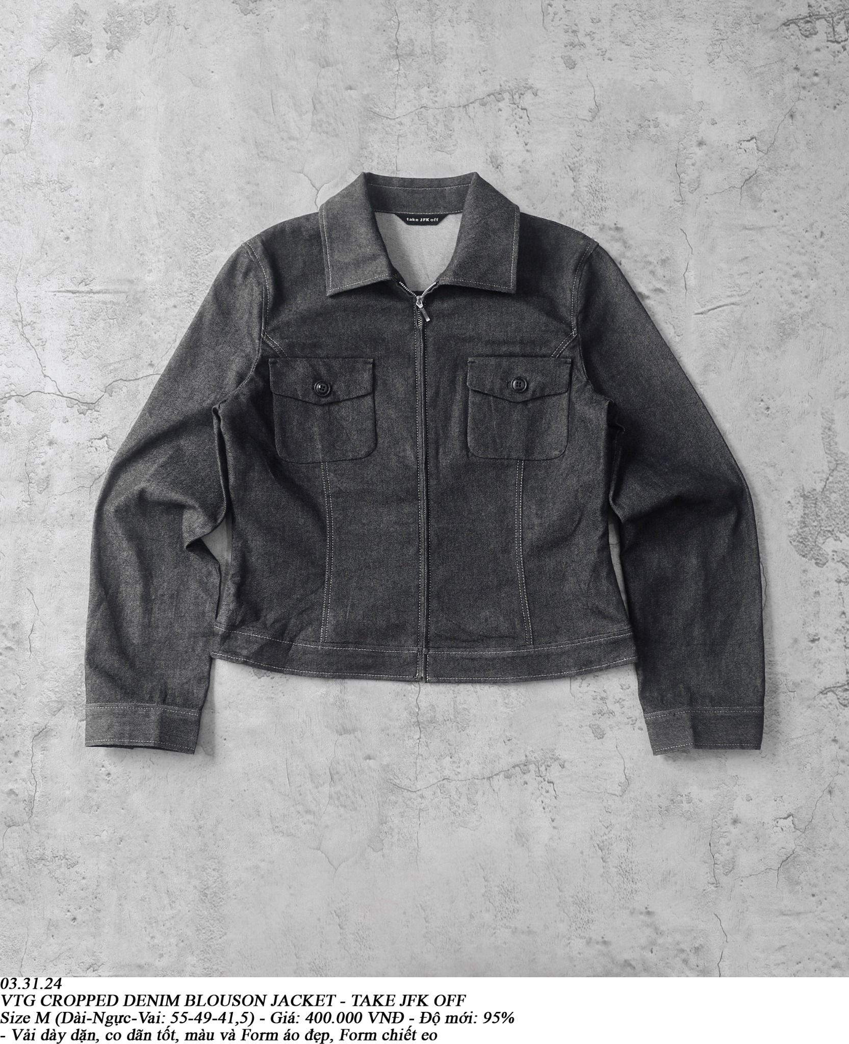  03.31.24 - VTG CROPPED DENIM BLOUSON JACKET - TAKE JFK OFF 
