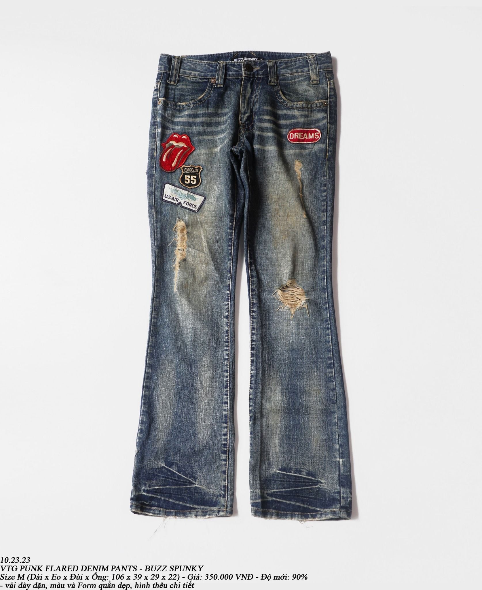  10.23.23 - VTG PUNK FLARED DENIM PANTS - BUZZ SPUNKY 