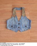 10.21.24 - VTG CROPPED DENIM WAISTCOAT JACKET - SKY BOMBER 