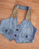  10.21.24 - VTG CROPPED DENIM WAISTCOAT JACKET - SKY BOMBER 