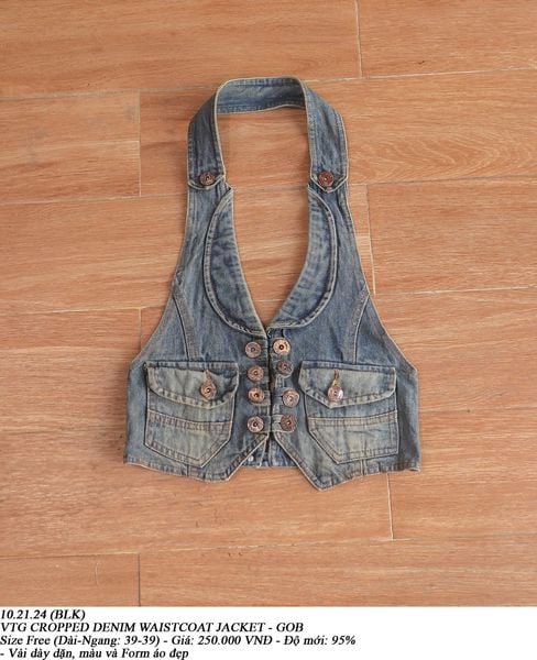  10.21.24 - VTG CROPPED DENIM WAISTCOAT JACKET - GOB 