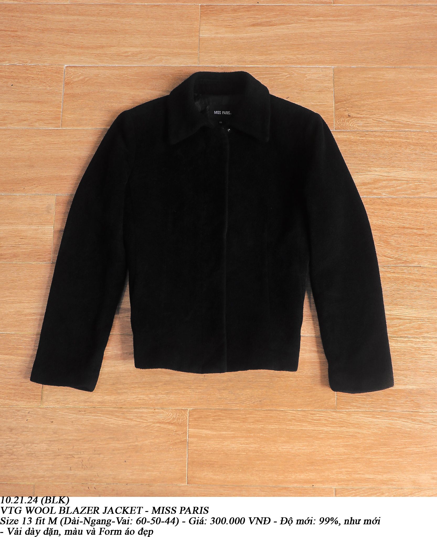  10.21.24 - VTG WOOL BLAZER JACKET - MISS PARIS 