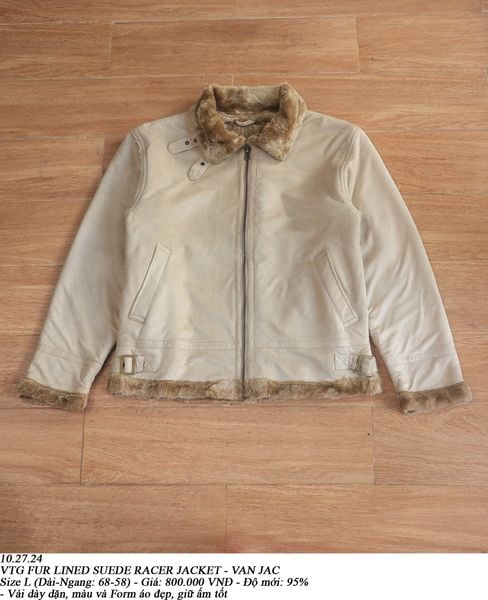  10.27.24 - VTG FUR LINED SUEDE RACER JACKET - VAN JAC 