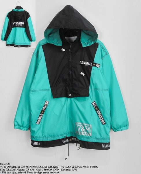  06.23.24 - VTG QUARTER ZIP WINDBREAKER JACKET - VIVIAN & MAX NEW YORK 