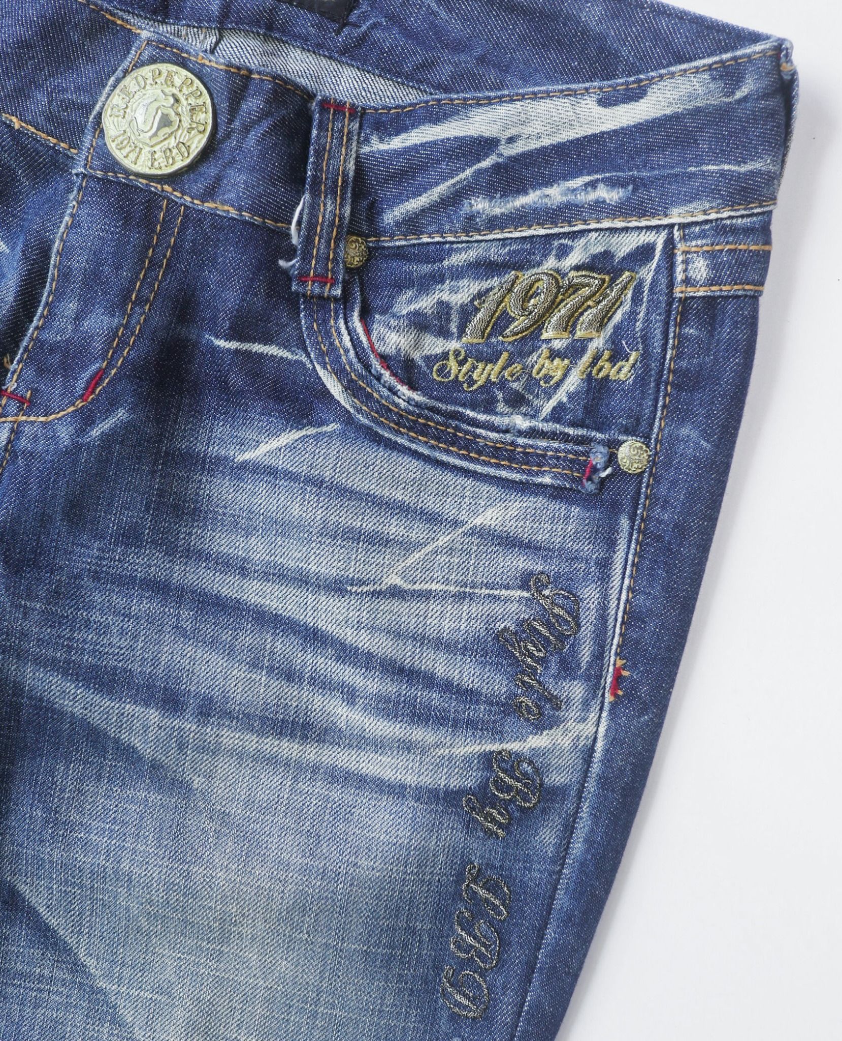  07.14.23 - VTG FLARED DENIM PANTS - RED PEPPER 