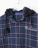  11.01.22 - VTG LONGLINE FLANNEL BUTTON UP SHIRT - FRANK STONE 