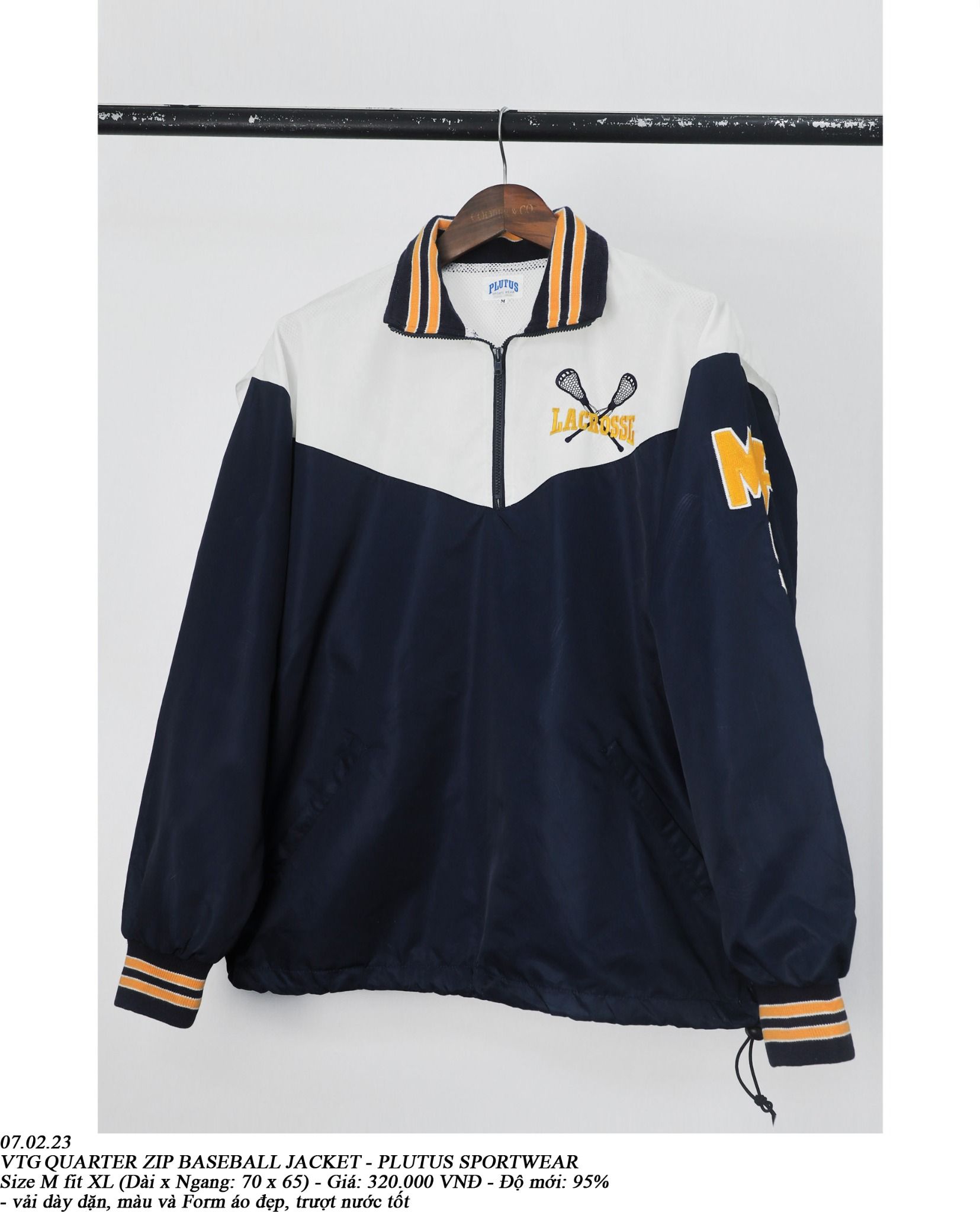  07.02.23 - VTG QUARTER ZIP BASEBALL JACKET - PLUTUS SPORTWEAR 