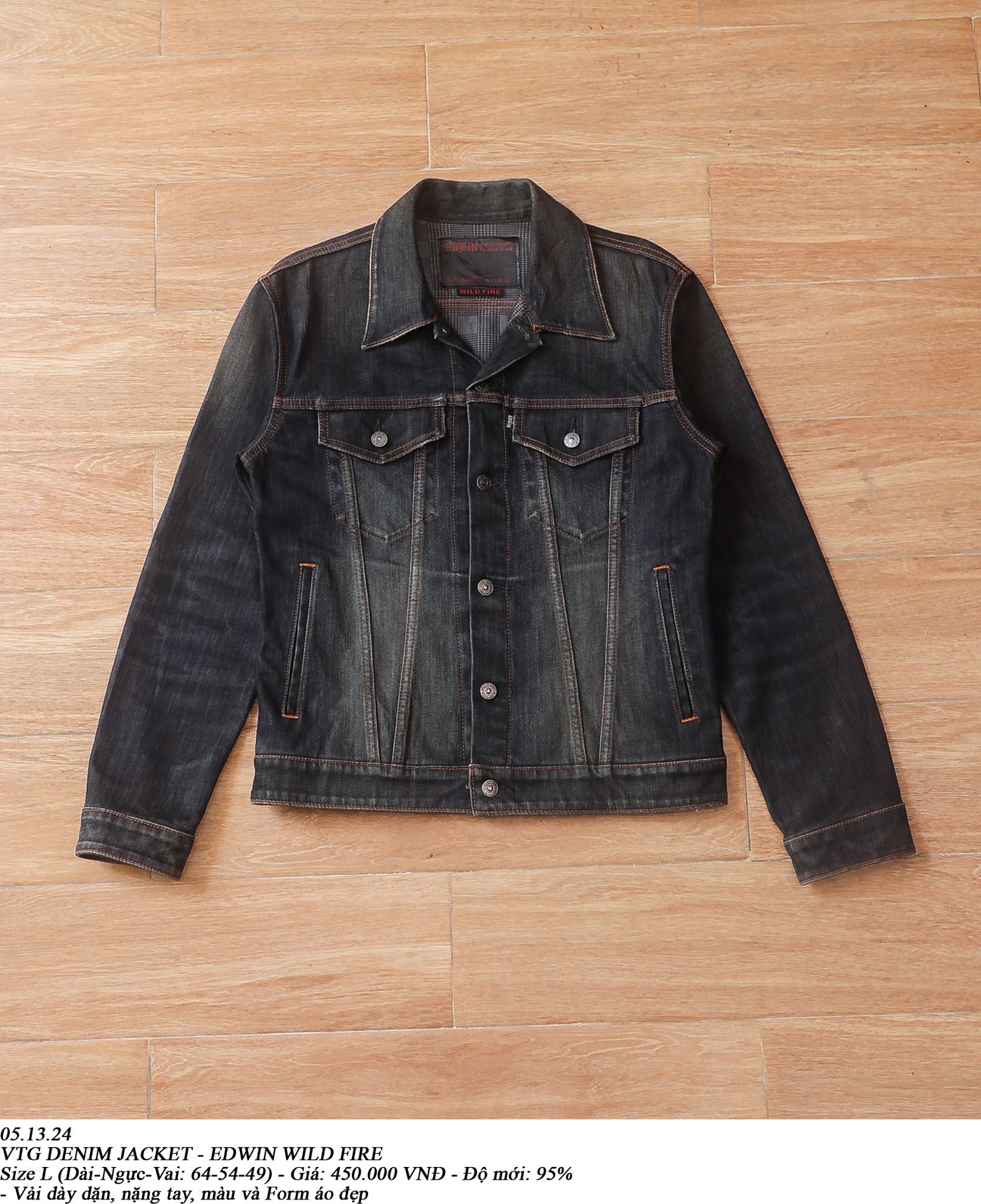  05.13.24 - VTG DENIM JACKET - EDWIN WILD FIRE 