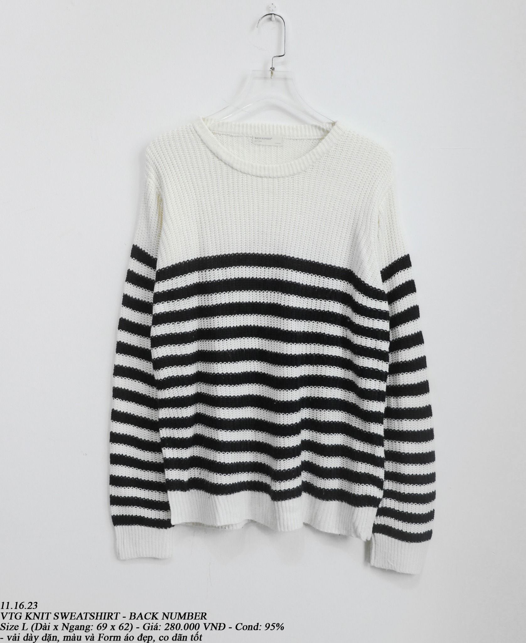  11.16.23 - VTG KNIT SWEATSHIRT - BACK NUMBER 