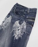  02.22.23 - VTG PRINTED DENIM PANTS - ORIGINAL JEANS 