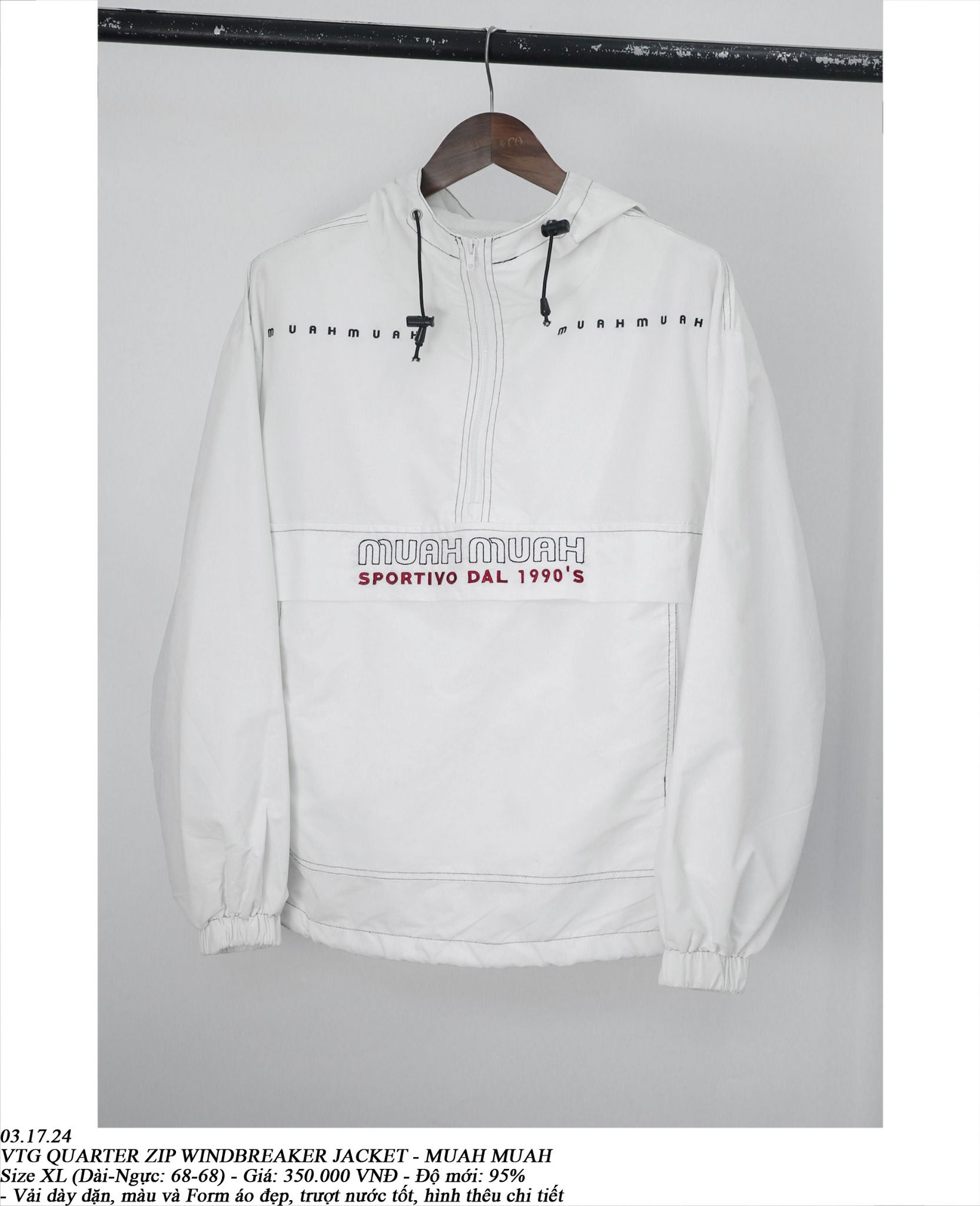  03.17.24 - VTG QUARTER ZIP WINDBREAKER JACKET - MUAH MUAH 