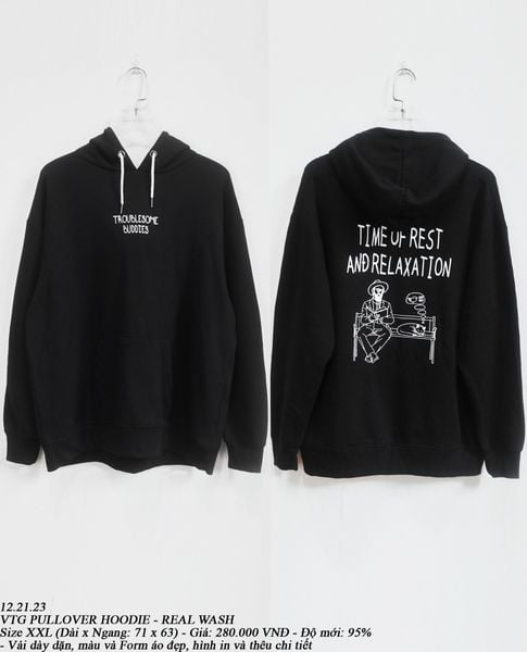  12.21.23 - VTG PULLOVER HOODIE - REAL WASH 
